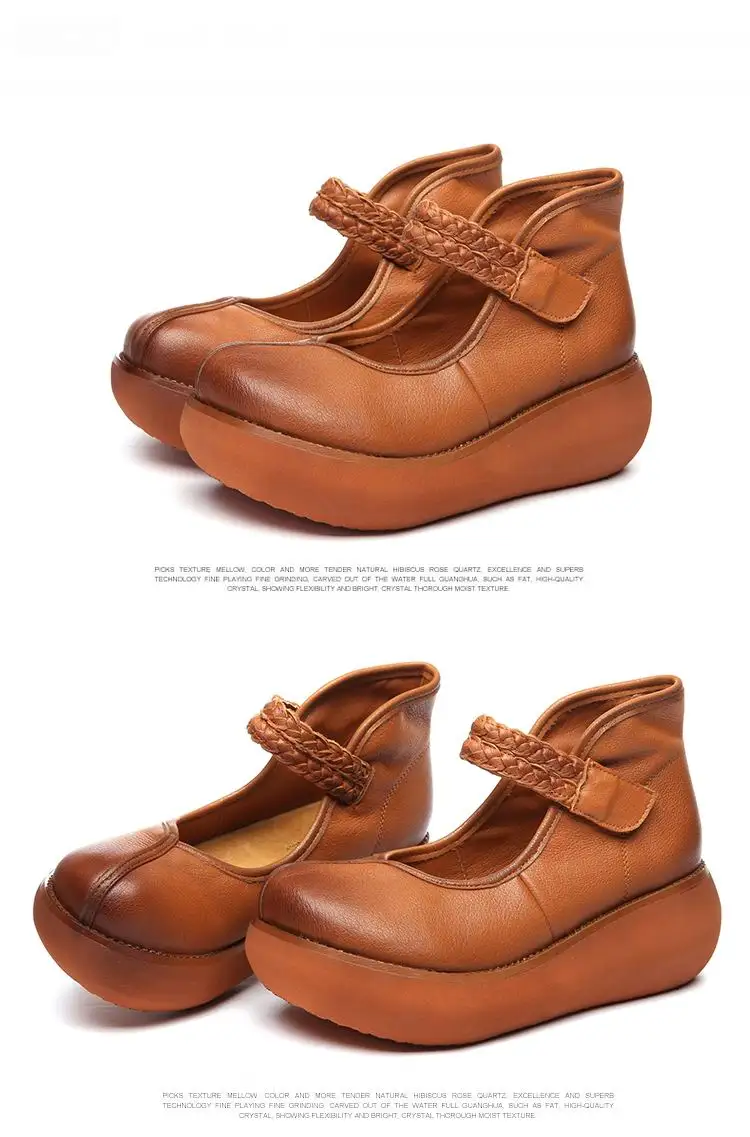 Г., весенние женские туфли-лодочки из натуральной кожи женские туфли на высоком каблуке на платформе с круглым носком и ремешком на щиколотке