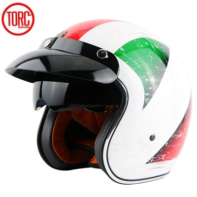 Винтажный мотошлем T57 moto rcycle 3/4 с открытым лицом шлем Cool skull moto casco moto cicleta Capacete с внутренним козырьком - Цвет: Italy