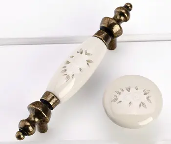

3" Dresser Knobs Pull Ceramic Flower Drawer Pulls Handles Cabinet Knob Rustic Kitchen Furniture Handle Hardware Antique Bronze