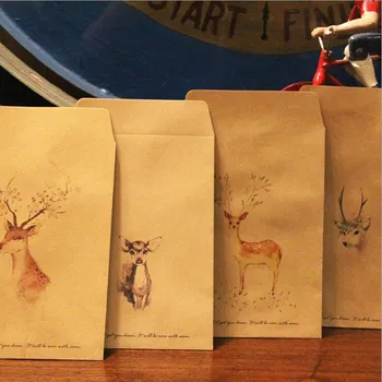 

80Pcs/lot Cute Retro Kraft Paper Envelopes Lovely Deer Envelope Gift Card Office Stationery