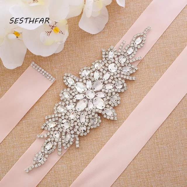Beads Bridal Belt Sash Crystal Wedding Sash Rhinestones Wedding Belt Rose Gold For Women Evening Dresses J101 2