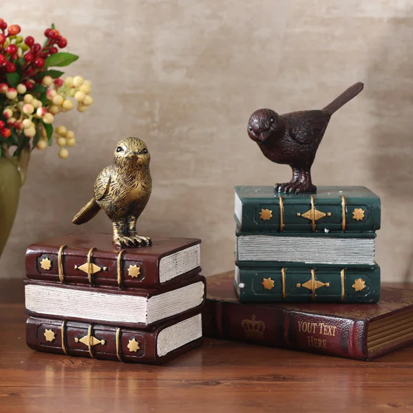 

The living room decoration Bird study retro desktop resin crafts books bookend Bookends furnishings