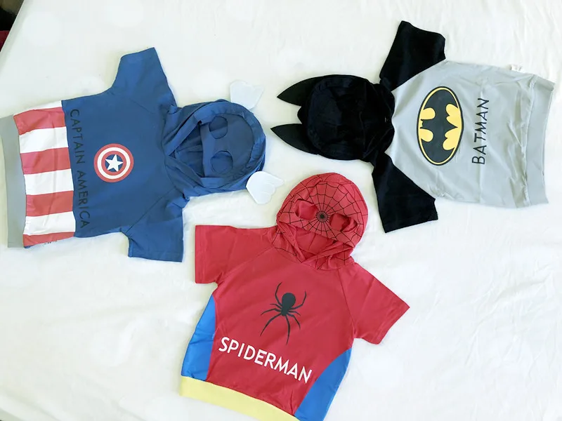 Ins League of Legends styling t-shirts for boys and girls short-sleeved cosplay Batman spider mask hooded top