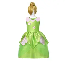 Карнавальные костюмы «Динь-Динь» для девочек, летнее зеленое цельнокроеное платье с париком, детское праздничное платье на день рождения, платье принцессы «мисс Белл»