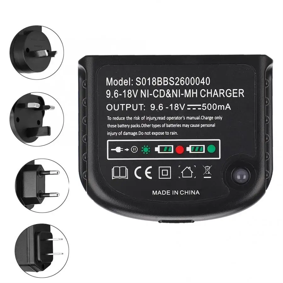 

New Battery Charger for Black Decker PORTER CABLE Stanley Nickel Chrome Battery Charger 9.6V-18V 100-240V
