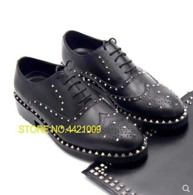 

Runway Autumn and winter oxford shoes for men Bullock rivets handmade cattle production of men's shoes zapatos hombre vestir