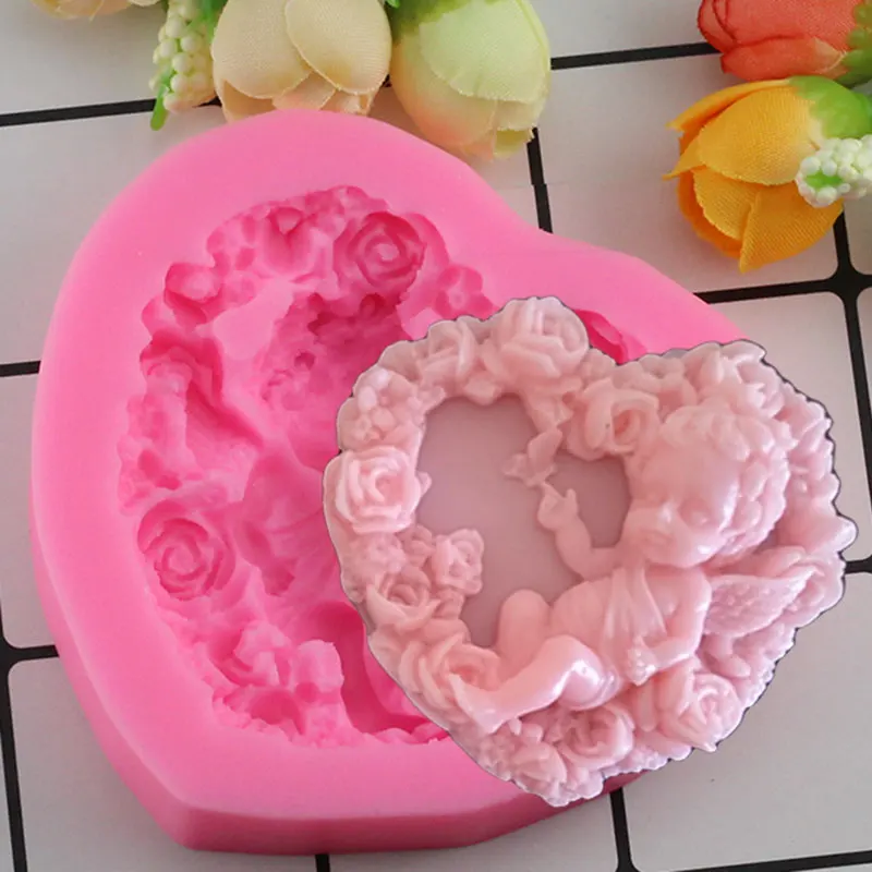

Mujiang Rose Angel 3D Craft Silicone Candle Mold DIY Resin Clay Soap Molds Fondant Cake Decorating Tools Chooclate Candy Moulds