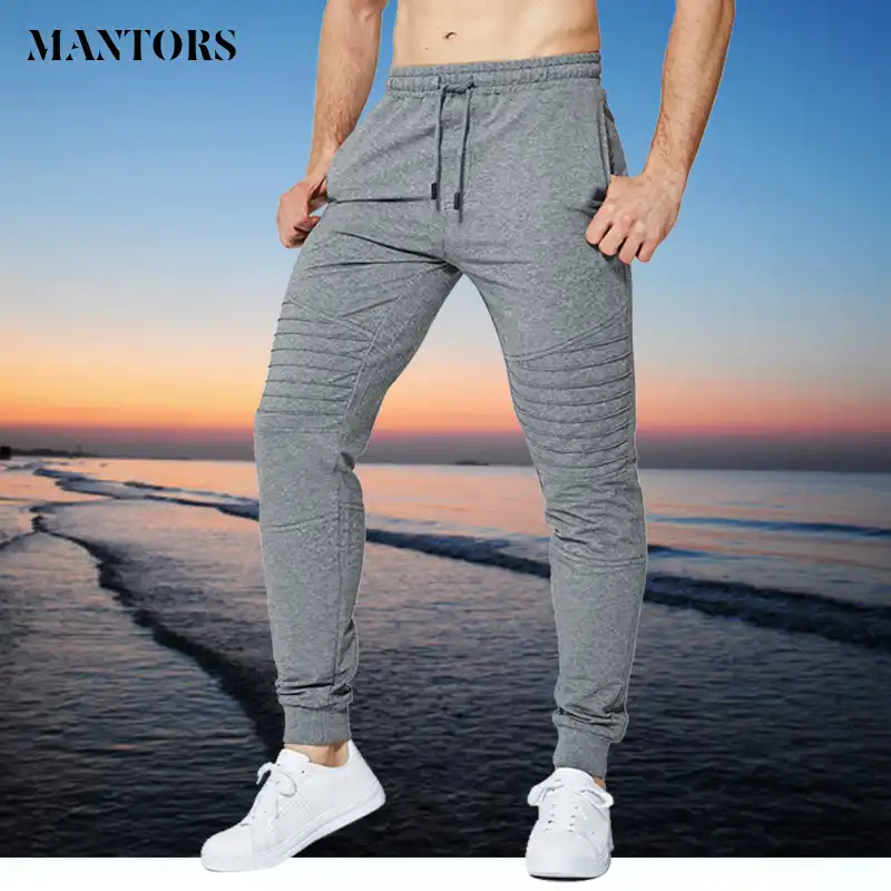 mens grey trousers with black stripe