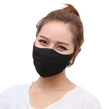 Модная мужская и женская хлопковая однотонная черная маска осень зима теплая Пара Звездная маска