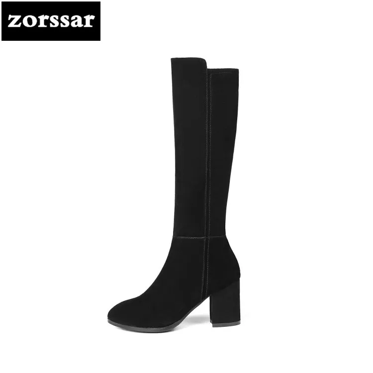 

{Zorssar} 2019 New Winter Plush Female Snow boots Fashion Thigh High Boots Suede Leather Women Knee High boots High heels