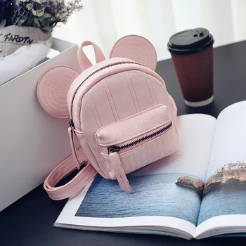 

New Women's Leather Backpack Cartoon Children Backpacks Mini Backpacks For Teenage Girls Small Mouse Backpack