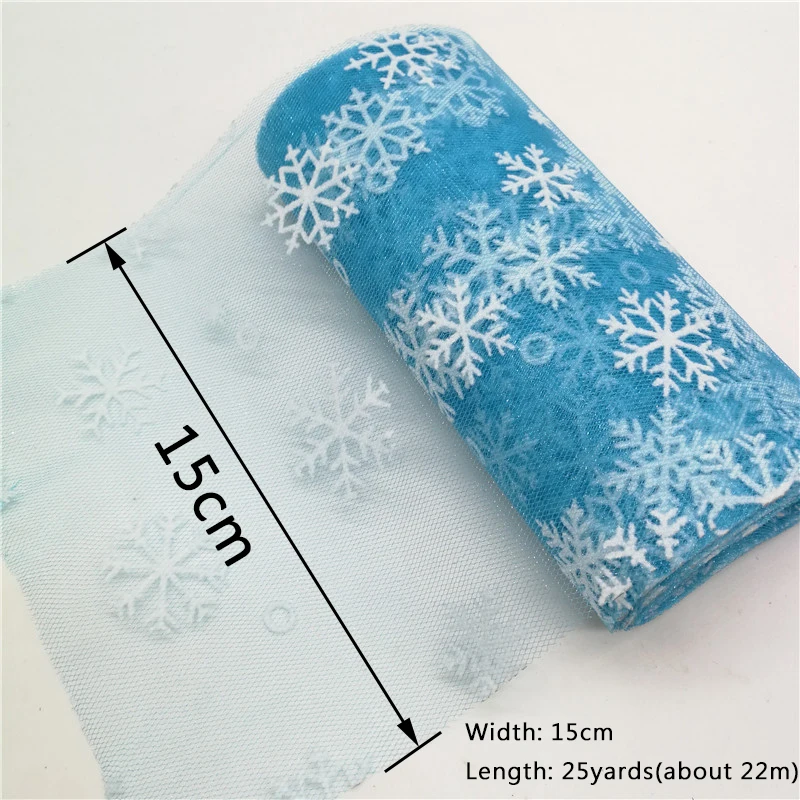 6inch*10Y Snowflake Printed Organza Tulle Rolls for Christmas Decoration Frozen Party Tutu Skirt Wedding Dress Supplies Deco 6inch*10Y Snowflake Printed Organza Tulle Rolls for Christmas Decoration Frozen Party Tutu Skirt Wedding Dress Supplies Deco
