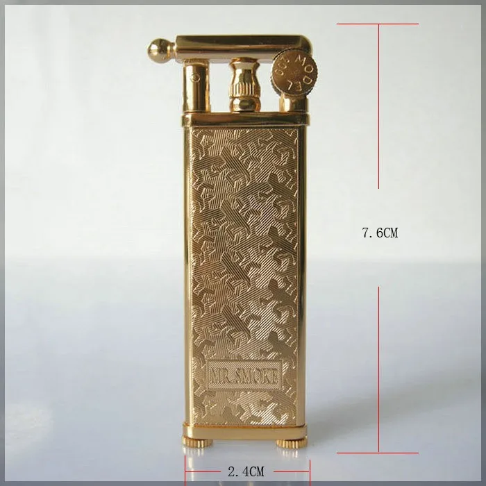 Япония MR. SMOKE бренд медь золото тонкое колесо керосин масло Зажигалка, индивидуальные мужские прикуриватели, подарок
