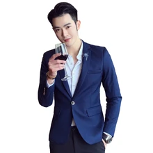 2018 Male Blazers and Jackets Formal Dress Suits Men’s Casual Fashion Slim Fit Large Size Solid Color Single Button Style Suits