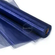 25 м x 29 см Темно-синие прозрачная органза рулон ткани DIY Свадебная вечеринка Председатель Пояса Луки Настольная дорожка добычу Декор