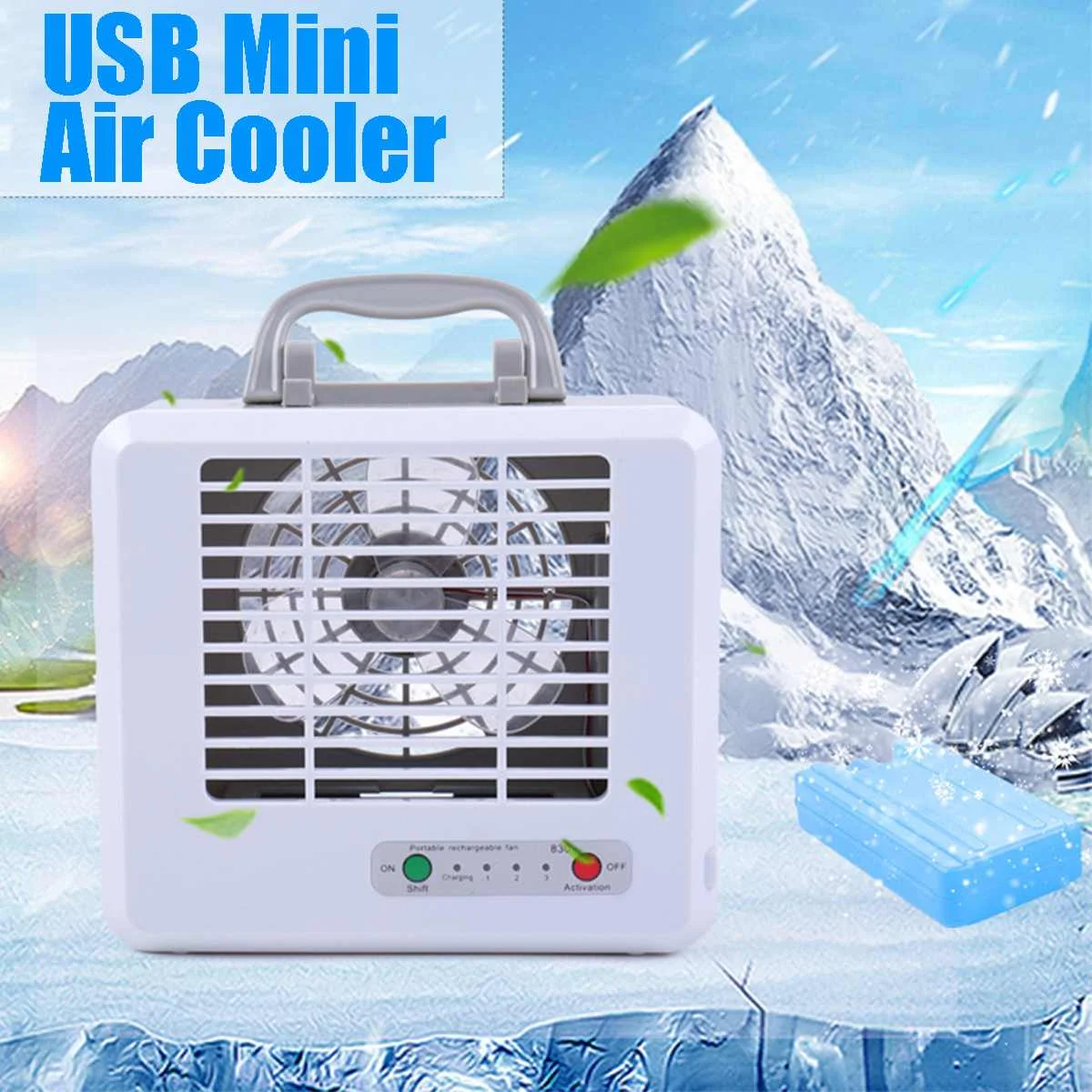 

Portable Mini USB Air Cooler Conditioner Desk Fan Rechargeable Cooling Fan Energy-saving Strong Air Conditioning Fan 3 Speed