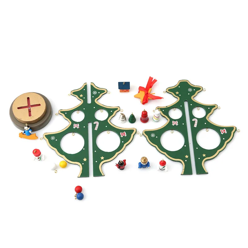  DIY Wooden Christmas Tree Decoration Christmas Gift Ornament Creative Xmas Tree Table Desk Decorati