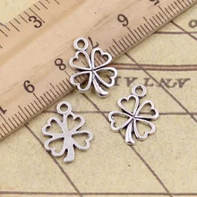 30 шт./лот талисманы счастливый ирландский четырехлистный клевер 17x14 мм тибетские Серебряные Подвески ручной работы для изготовления антикварных ювелирных изделий