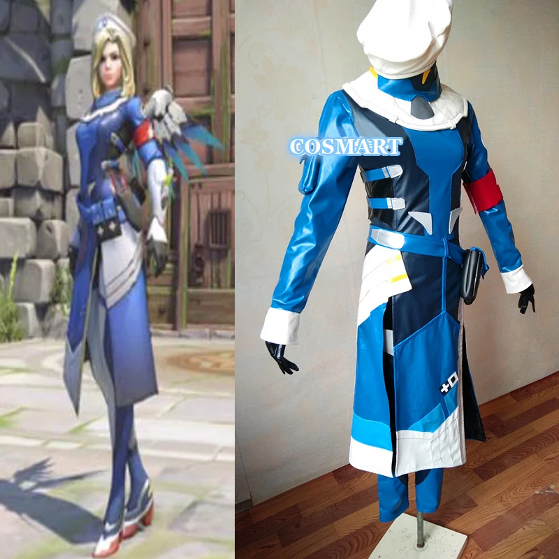 

[Customize]Game OW figure Mercy Angel Ziegler Battlefield Doctor Skin Halloween Cosplay costume New 2018 free shipping