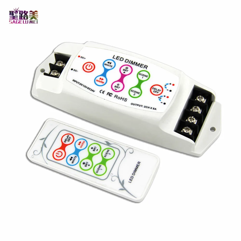 

BC-310RF DC12V-24V CV LED Color Temperature Controller 2CH LED Dimmer with 8 keys RF remote For SMD 5050 led strip light tape
