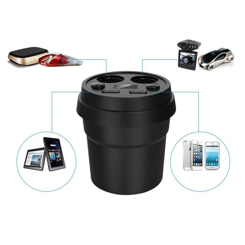 Автомобильное зарядное устройство с двумя USB портами и светодиодным