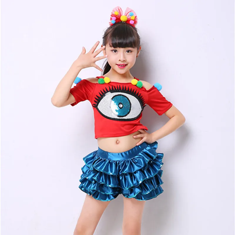 

modern Hip-hop jazz dance costumes for girls clothes contemporary dance wear kids cheerleader costume dance dress for girls