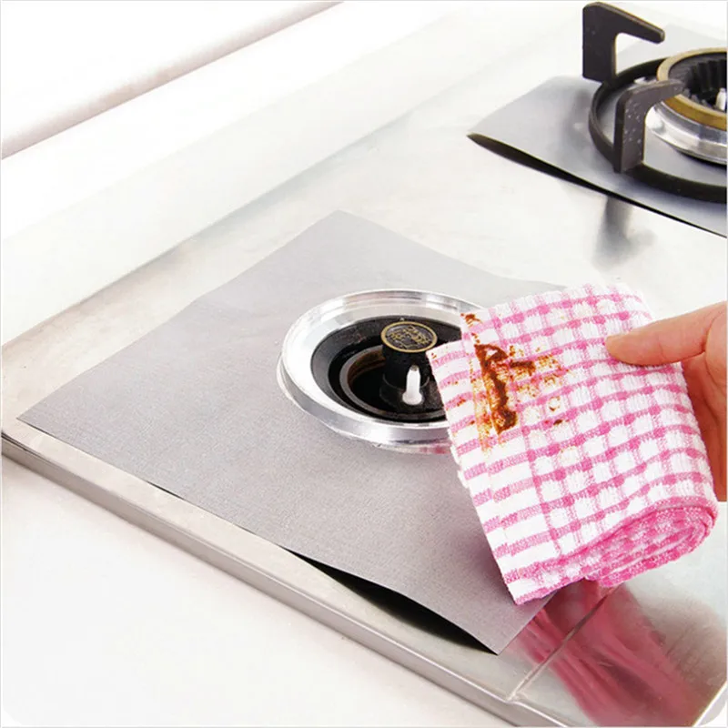 2pcs/set Gas-stove-cover Reusable Oil Pollution Protection Gas Stove Burner Cooking Protectors Cover Liner Clean Mat Plate