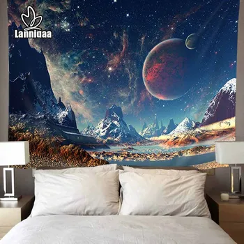 

Lannidaa Printed Universe Tapestry Wall Hanging Background Photography Wall Cloth Polyester Big Scenice Sky Series Home Textiles