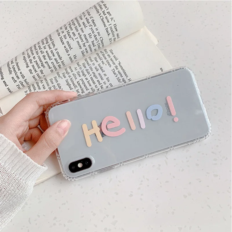 

2019 New Hello Happly Letters Messages Case For iPhone 6 6S 7 8 6S Plus 7Plus 8Plus X XS MAX XR Soft Case For iPhone X 7 Cover