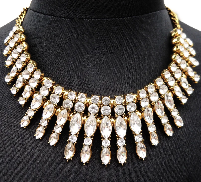 Inspired Shine Crystal Drop Necklaces Retro Gold Chain Choker Statement