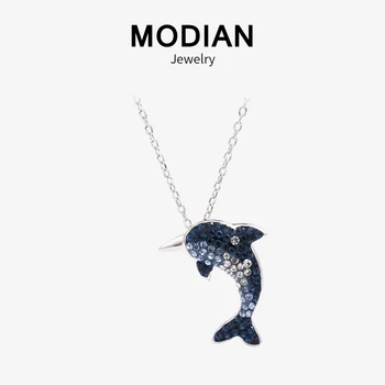 

Modian Luxury Exquisite Clear Crystal Dolphin Chain Necklaces 100% 925 Sterling Silver Dazzling Pendant For Women Silver Jewelry