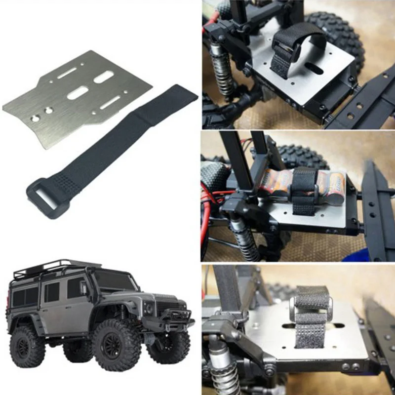 

TRX4 Metal Battery Holder Expansion Pate with Tie Down Strap for 1/10 RC Crawler Car Traxx as TRX-4 TRX 4