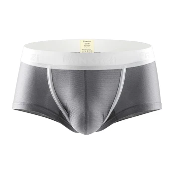 

Men Silk Underwear Brand Breathable Boxer shorts Printed Underpants Cotton Male Panties U convex pouch Sexy Cueca Soft Gay Pants