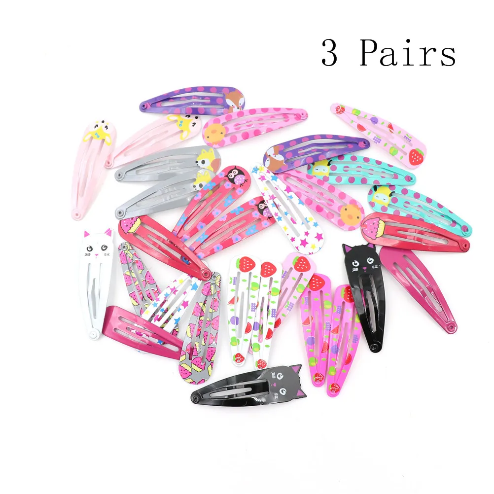 

3pairs Cute Colorful Baby Girl Print Hair Clips Colorful Cute Barrettes For Kids Hairgrips Hair Accessories