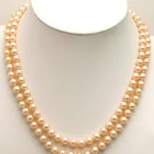 AA+ две нити супер 7 7-8 мм натуральный розовый пресноводный жемчуг ожерелье-5423 /розничная