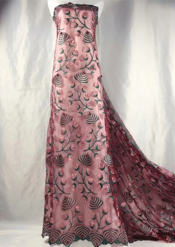 African lace fabric embroidered flower net high quality Nigerian with beaded for wedding dress ju7-2 | Дом и сад
