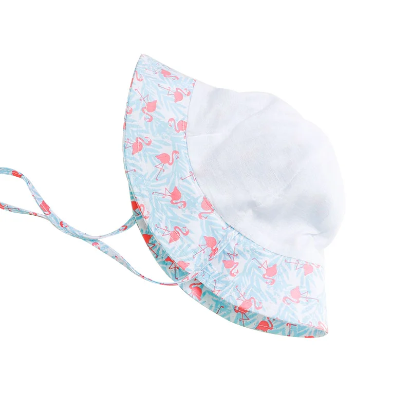 Flamingos Fashion Baby Hat For Girls Cotton Flora Bucket Hat Princess Baby Girls Cap Wide Brim Summer Sun Cap Baby Girl Clothing (3)
