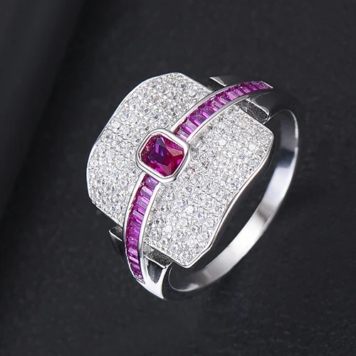 SISCATHY подвески AAA кубический цирконий великолепные кольца на пальцы для женщин Роскошные широкие для невесты, для свадьбы, помолвки кольца ювелирные изделия 13 цветов - Цвет основного камня: Color 10