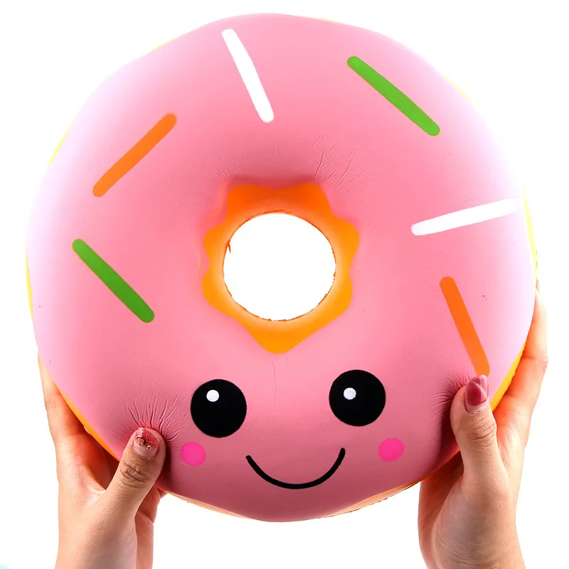 Kawaii 25cm Big Size Squishy Jumbo Smiling Face Donuts Charms Squeeze Toys Squishy Slow Rising Phone Strap Squishi Kid Juguetes