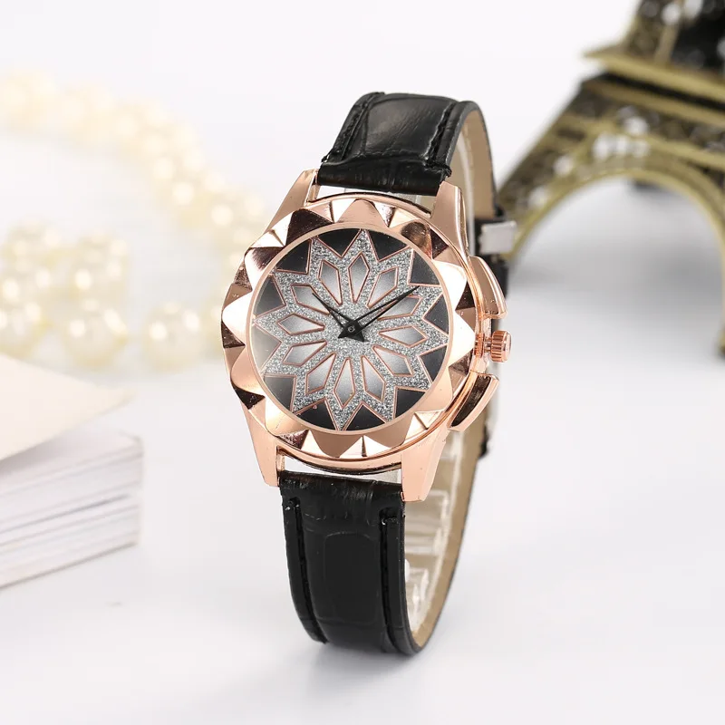 Для женщин наручные часы роскошные стразы Для женщин часы, модные, с цветочным принтом «розы»; цвет золотистый; женские кварцевые часы женские часы Relogio Feminino