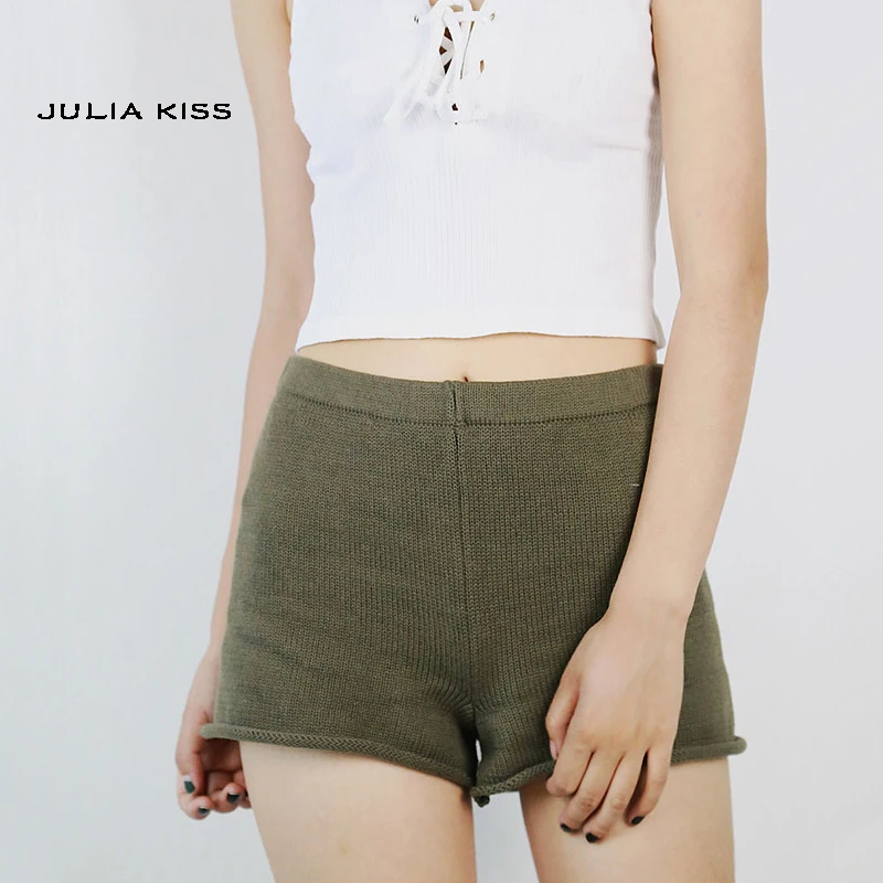 high waisted knit shorts