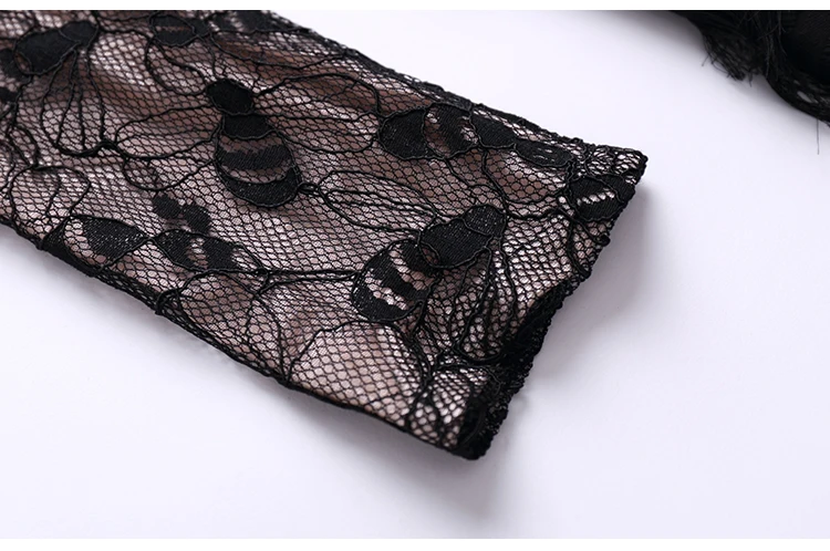 309 Women Dress Elegant Vintage Patchwork Lace Dresses 2018 High Quality Tassel Feathers Slim Women Dresses Evening Party 12