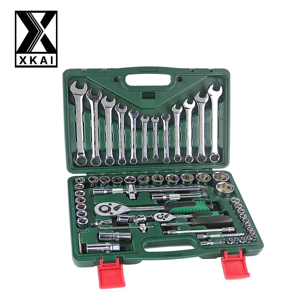 

XKAI 61PCS HIGH QUALITY Spanner Socket Set Car Repair Tool Ratchet Wrench Set Torque Wrench Combination Bit a set of keys