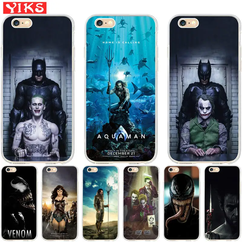 

Luxury Aquaman Joker venom Case for iPhone X XR XS Max 8 7 6 6S Plus 5 5S SE Cover Case Silicone TPU Coque The Avengers Etui