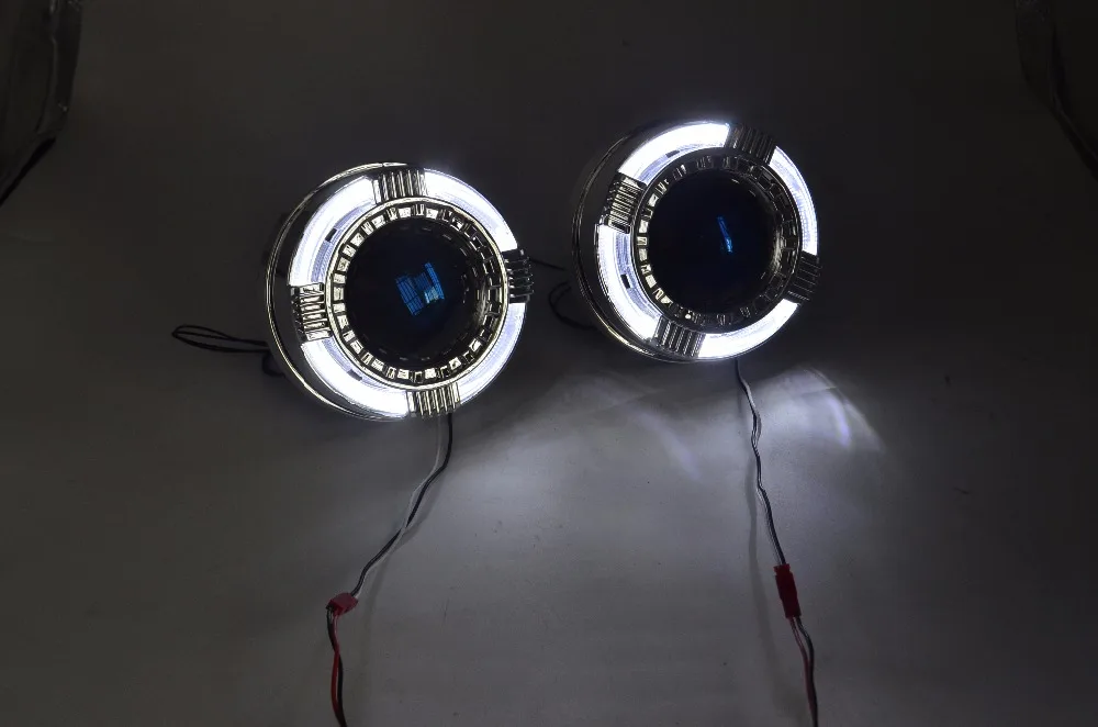 2 шт. 3,0 дюймов led день бег ангельские глазки Маска Крышка Биксенон hid проектор Объектив кожухи белый цвет ксеноновый комплект фары Изменить