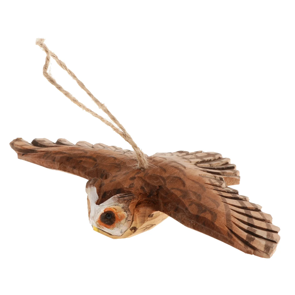 100% Hand Carved Owl & Frog Hanging Animal Statue Figurines Sculpture Wooden Hanging Ornament Home Garden Rustic Decorations