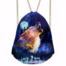 ThiKin Wolf 3D печать женская сумка на шнурке мода путешествия шоппинг мягкая сумка Mochila Feminina Cinchck для мальчиков и девочек