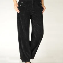 Женские брюки осень зима Высокая талия повседневные брюки плюс размер вельветовые брюки женские модные широкие шаровары