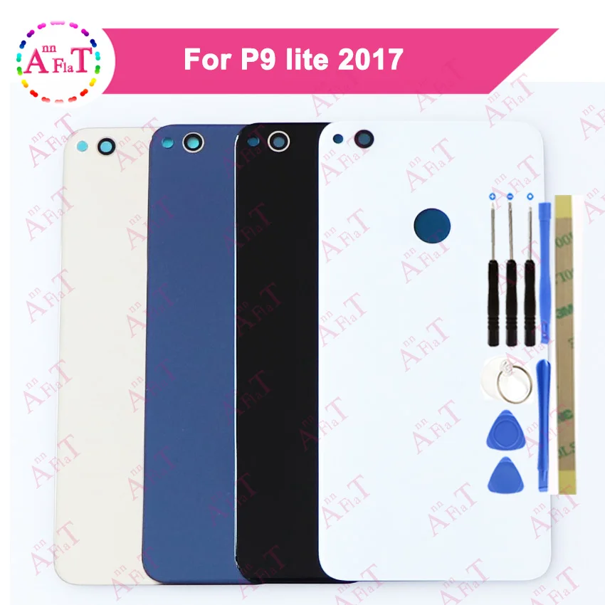 Для Huawei P9 Lite 2017 Задняя стеклянная крышка батареи задняя дверь Корпус чехол панель