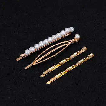 

1 Set 9 Type Waved Hair Clips Metal Barrette With Pearl Women Hair Accessories Braided Nice Hairwear